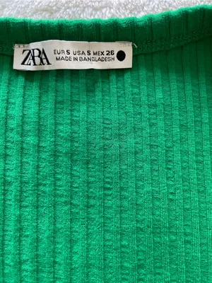 Zara Green Ribbed Scoop Neck Tank Size Small thumbnail 5