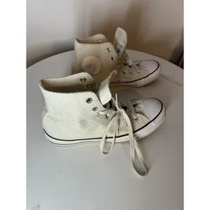 Women's Converse Size 8 Chuck Taylor All Star Hi Snake Skin Woven White Waffle‎ thumbnail 6