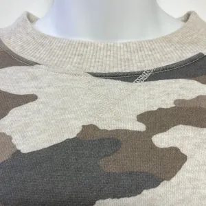Aerie Tan Camo Crew Neck Mixed Textured Sweatshirt w/ Large Slide Slits- XS thumbnail 4