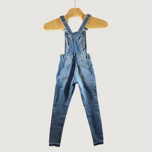 20 | Divided Boho Blue Denim Skinny Overalls Side Zip‎ Raw Hem Womens Size 0 thumbnail 2