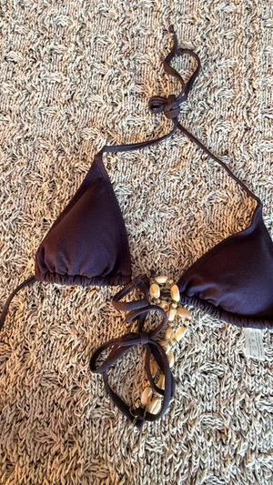 Amazon | Denim Blue Shell Detail Triangle Bikini Set | M thumbnail 2