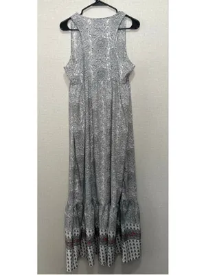 World Market Paisley Floral Boho Tiered Maxi Sleeveless Dress With Ruffled Hem thumbnail 6