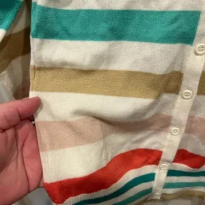 MAK by mak B Womens Striped V-Neck Button Front‎ Cardigan Sweater Multi S Y2K thumbnail 3