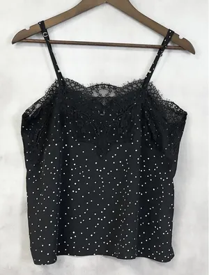 Lulus Polka Dot Lace Trim Cami Top Size Medium Minimal‎ Chic Going Out Indie thumbnail 1