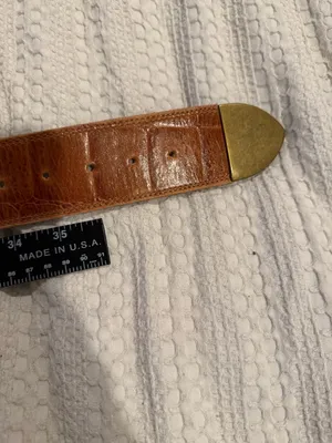 Forenza Vintage Genuine Leather Embossed Brown Belt with Brass Hardware Size L thumbnail 7