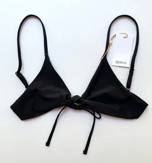 Quince Italian Knotted Bikini Swim Top Black Size Large NEW thumbnail 1