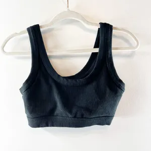 Alo Ribbed Scoopneck Wellness Sports Bra Black Small thumbnail 4