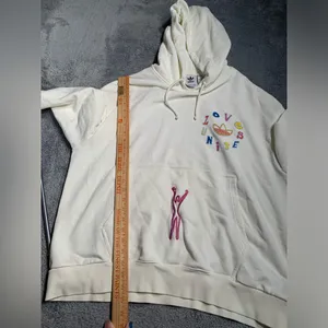 Adidas originals love United Cream Hoodie with Colorful Embroidery XL thumbnail 9