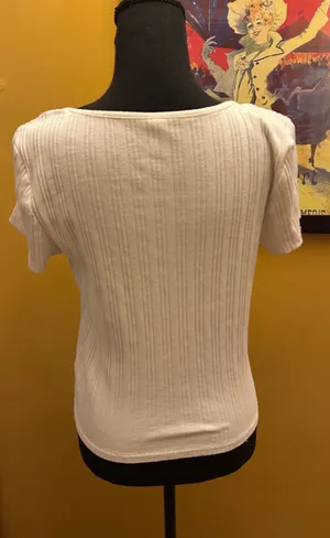 Women’s Juniors Mudd Cream Ribbed Faux Button Top Size XL thumbnail 2