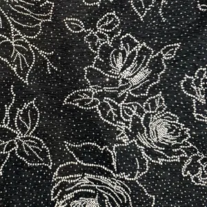 Alex Evenings Beaded Glitter Rose Knit Tank Top Sz Medium M Black Silver Shimmer thumbnail 3