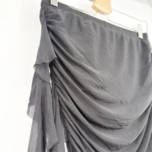 SHEIN Womens Black Ruched Ruffle Asymmetric Goth Fairycore Mesh Mini Skirt S thumbnail 5