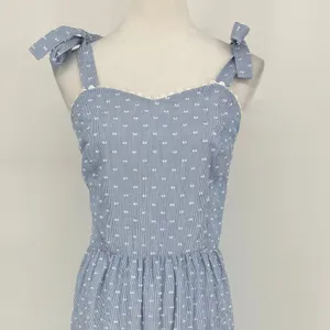 Shabby Chic Maxi Dress‎ Size 12 Blue White Striped Eyelet Lace NWT Cottagecore thumbnail 4