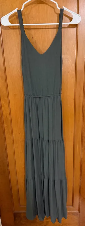 Splendid Dark green maxi dress v-neck thumbnail 1