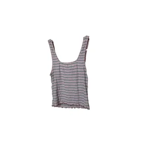 American Eagle Soft &‎ Sexy Striped Ribbed Lettuce Edge Tank Top Pink Navy White thumbnail 5