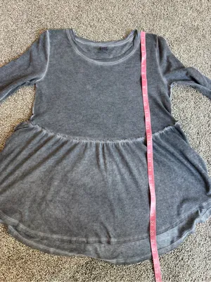 Hollister Women’s Medium Gray Mineral Wash Babydoll Peplum Long Sleeve Top thumbnail 6