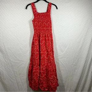 Everlane Red‎ White Floral The Smock Maxi Dress thumbnail 6