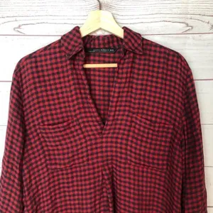 Zara Checkered‎ Plaid Long Sleeve Tunic Dress XS thumbnail 4