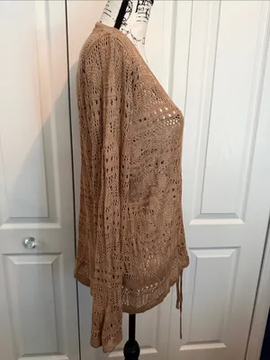 Cupshe Lightweight Camel Crochet V-Neck Swim Cover-up thumbnail 6