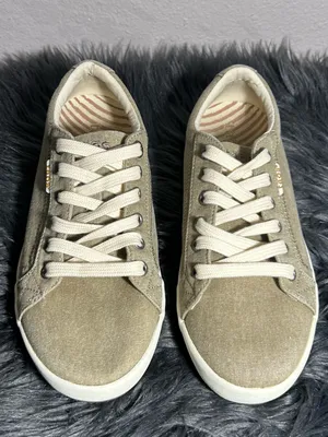 Taos Footwear Star Oat Wash Canvas Beige Canvas Lace-Up Women's Sneaker Size 8.5 thumbnail 3