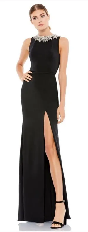 Mac Duggal 26516 Sleeveless Rhinestone Collar Column Gown Black 16 thumbnail 1