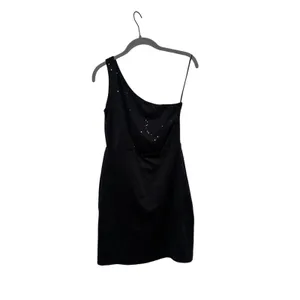 Max and Cleo Women's Black Sequin One Shoulder Mini Dress Size 2 thumbnail 2
