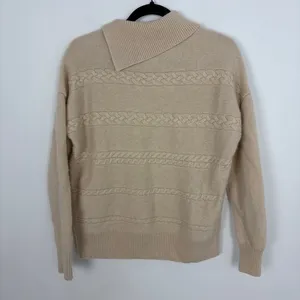 Rachel Zoe Cashmere Split Neck Sweater Cable Knit Old Money Luxury Capsule Large thumbnail 7