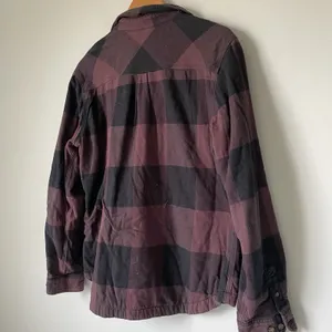 Carhartt Fleece Lined Flannel Button Up Black Maroon Long Sleeve Women's Large thumbnail 6