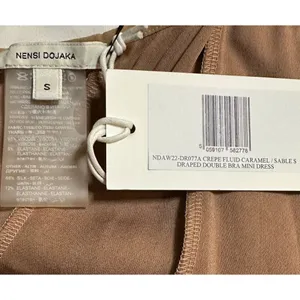 Nensi Dojaka Draped Double Bra Mini Dress in Caramel & Sable Small New Womens thumbnail 9
