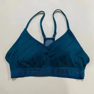 PINK Victoria’s Secret Active Bralette Blue Teal Logo Sports Bra L thumbnail 2