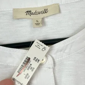 NWT Madewell Bombay Long Sleeve Henley in White - Size: Large thumbnail 3