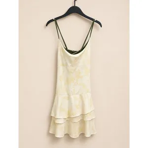 OFFLINE by Aerie Womens Exercise Dress Medium Yellow Marble Real Me Ruffle Mini thumbnail 2