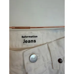 Reformation‎ Jeans Women 26 White High Rise Straight Leg Distressed Knee Denim thumbnail 5