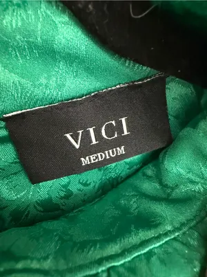 VICI- Green Floral Jacquard High-Neck Blouse - Women Tops size Medium thumbnail 4