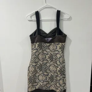 Custo Barcelona Silk Blend Mini Dress Size 8 Y2K 2000s Whimsigoth Metallic thumbnail 3