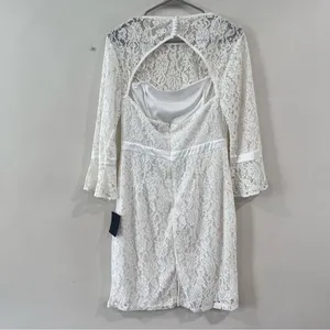 NWT Lulus Show My Love White Floral Lace 3/4 Bell Sleeve Mini Dress‎ MEDIUM thumbnail 8