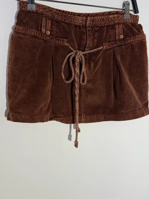 We The Free Corduroy Drawstring Skirt in Rust Free People thumbnail 5