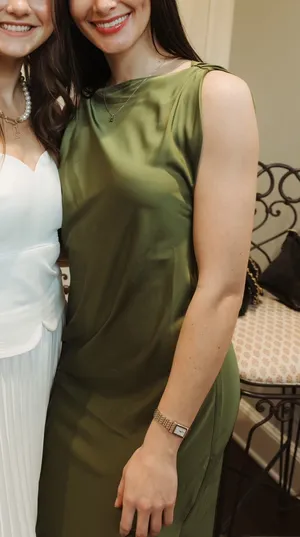 Banana Republic green silk dress thumbnail 1