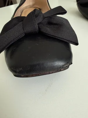 C.Paravano Black Bowknot Soft Leather Square Toe Flats Size 40 thumbnail 6