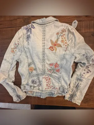 BLANK NYC Floral Embroidered Denim Moto Jacket‎ thumbnail 7