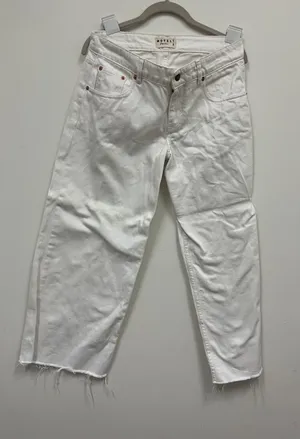 Motel Rocks White Relaxed Wide Legs Jeans with Raw Hem Size 28 thumbnail 1