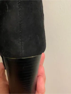 X2B Womens Size 6.5 6 1/2 Black Faux Suede 25” Tall Boots 3.75” Chunky Heel Ties thumbnail 7