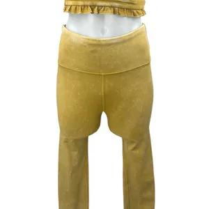 JoyLab Yellow Gold Velour Velvet Sleeveless Crop Top Leggings Pants 2 Pc Set XS thumbnail 5
