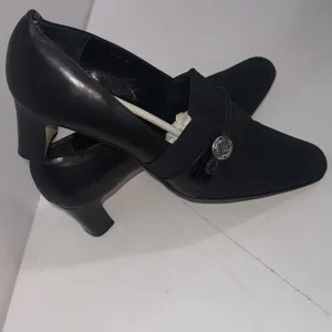 Vintage Y2K Brighton Quincy Black Italy Mesh Braided‎ Leather Closed Toe Heels 9 thumbnail 13