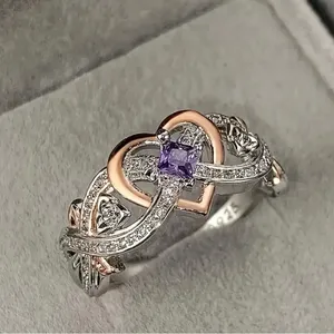 Gorgeous Gold and Purple with CZ Diamonds Size 7 thumbnail 2