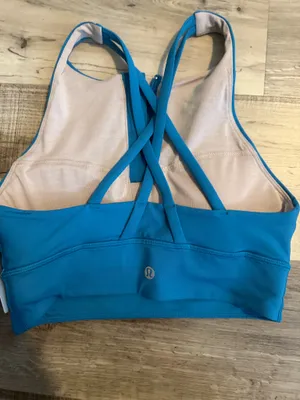 Lululemon High-Neck Longline Energy Bra *Zip B-D Hawaiian Blue 4 NWT thumbnail 3