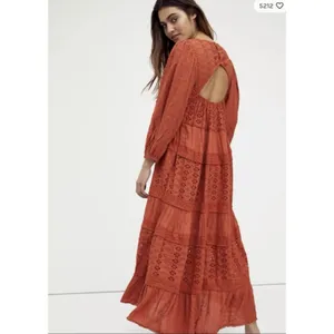 Free People Mockingbird Eyelet Tiered Maxi Dress Size XS Rust Orange Boho Chic thumbnail 3