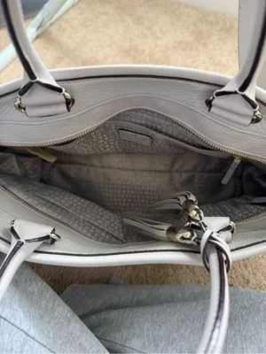 kate spade Light Gray Leather Satchel with Tassel Strap thumbnail 4