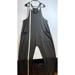 Unbranded Charcoal Gray Harem Jumpsuit Sleeveless Wide Leg Overalls Small thumbnail 9