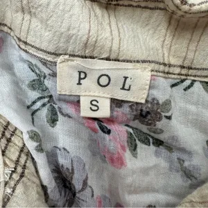 POL Cream Multicolor Floral Cotton‎ Long Sleeve Button Down Shirt Size S thumbnail 5