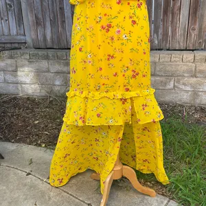Lulus bohemian romantic floral maxi dress side slit ruffles cottagecore medium thumbnail 3